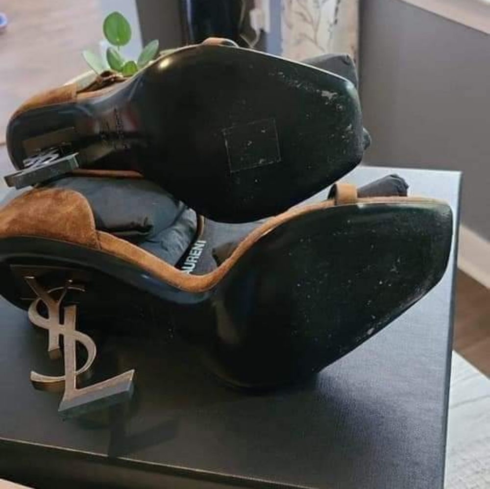 YSL Opyum 110mm Sandal - Brown Suede - Picture 2 of 3